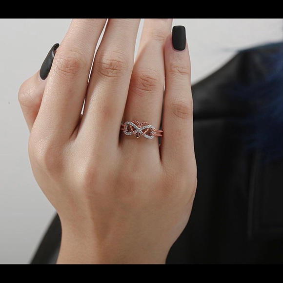Jewelry - NWT Stamped Rose Gold Heart Infinity Ring